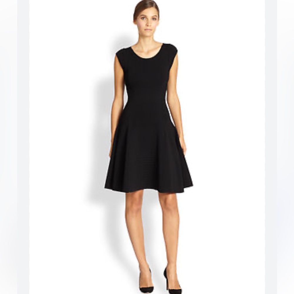 NEW DONNA KARAN COLLECTION Rib Knit Fit & Flare DRESS SIZE SMALL BLACK